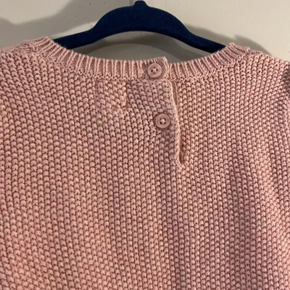 BABY GAP 18-24mo Toddler Girl Cable Knit Sweater Hearts Pale Pink Cotton EUC - Picture 8 of 8
